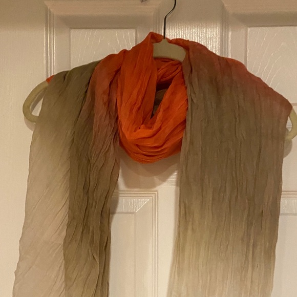 Chico's Accessories - Chico's Vibrant Orange and Tan Scarf